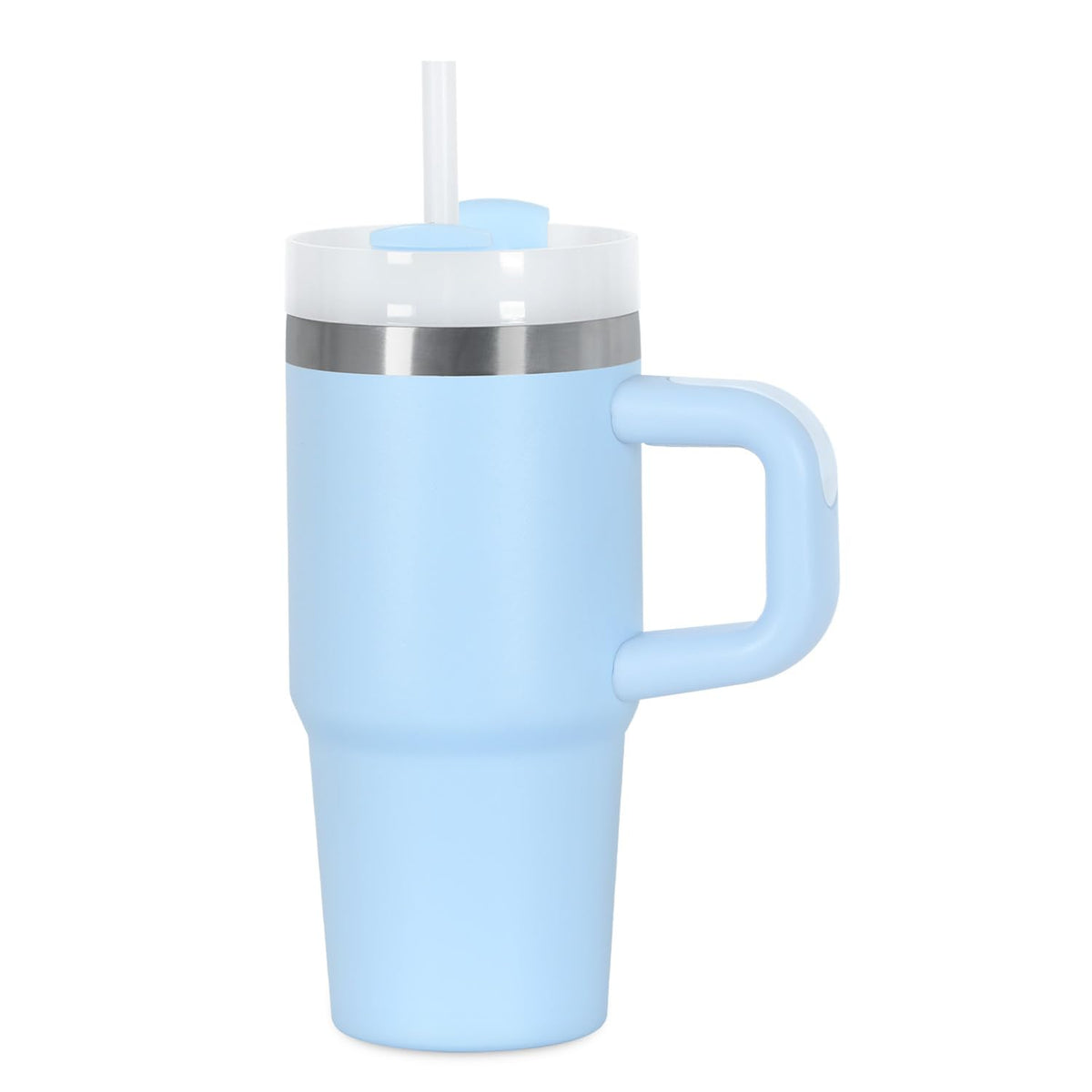 Muwnrol vaso térmico con manija azul cielo, cómodo de agarrar.