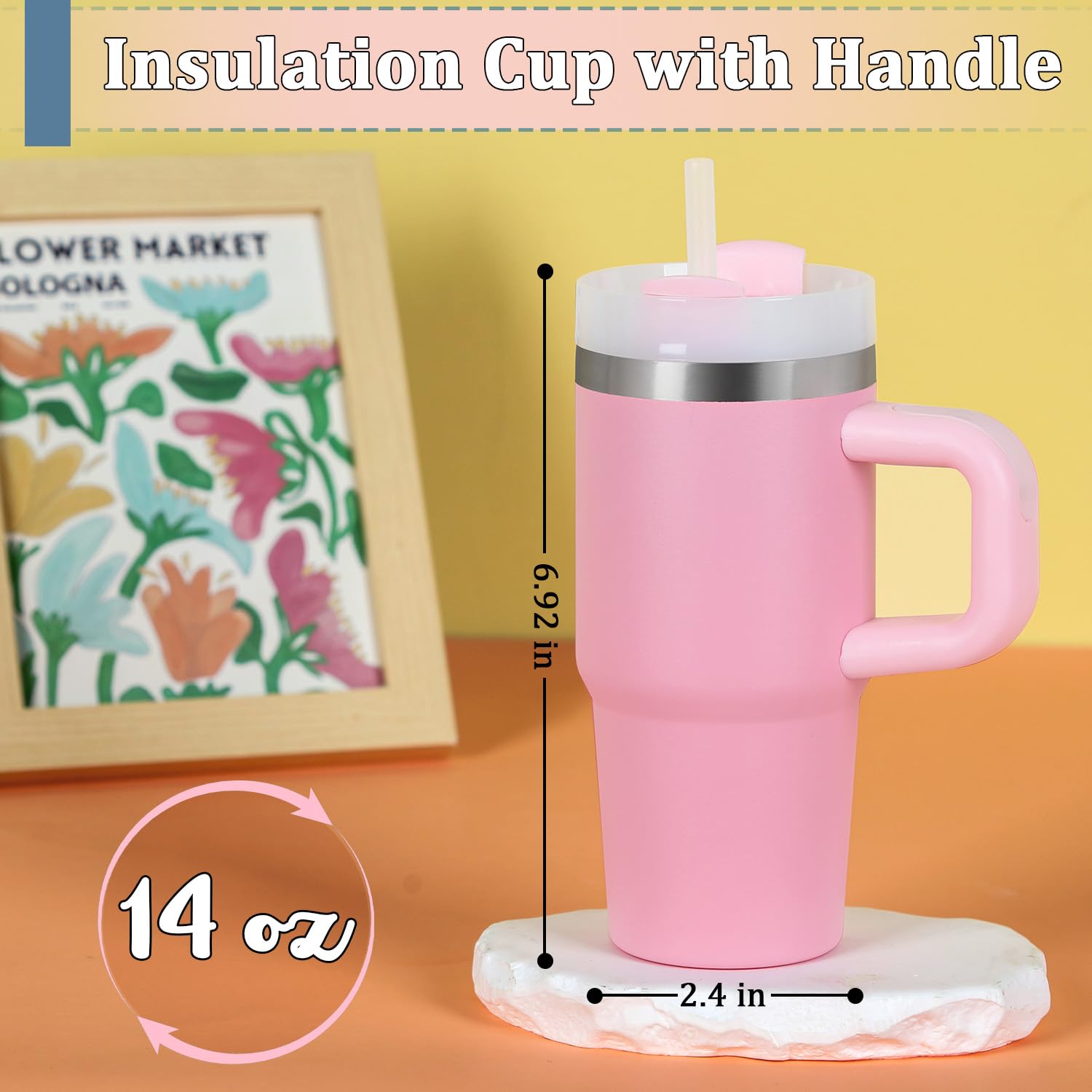 Muwnrol vaso térmico para niño azul cielo con pajita, mantiene bebida fresca.