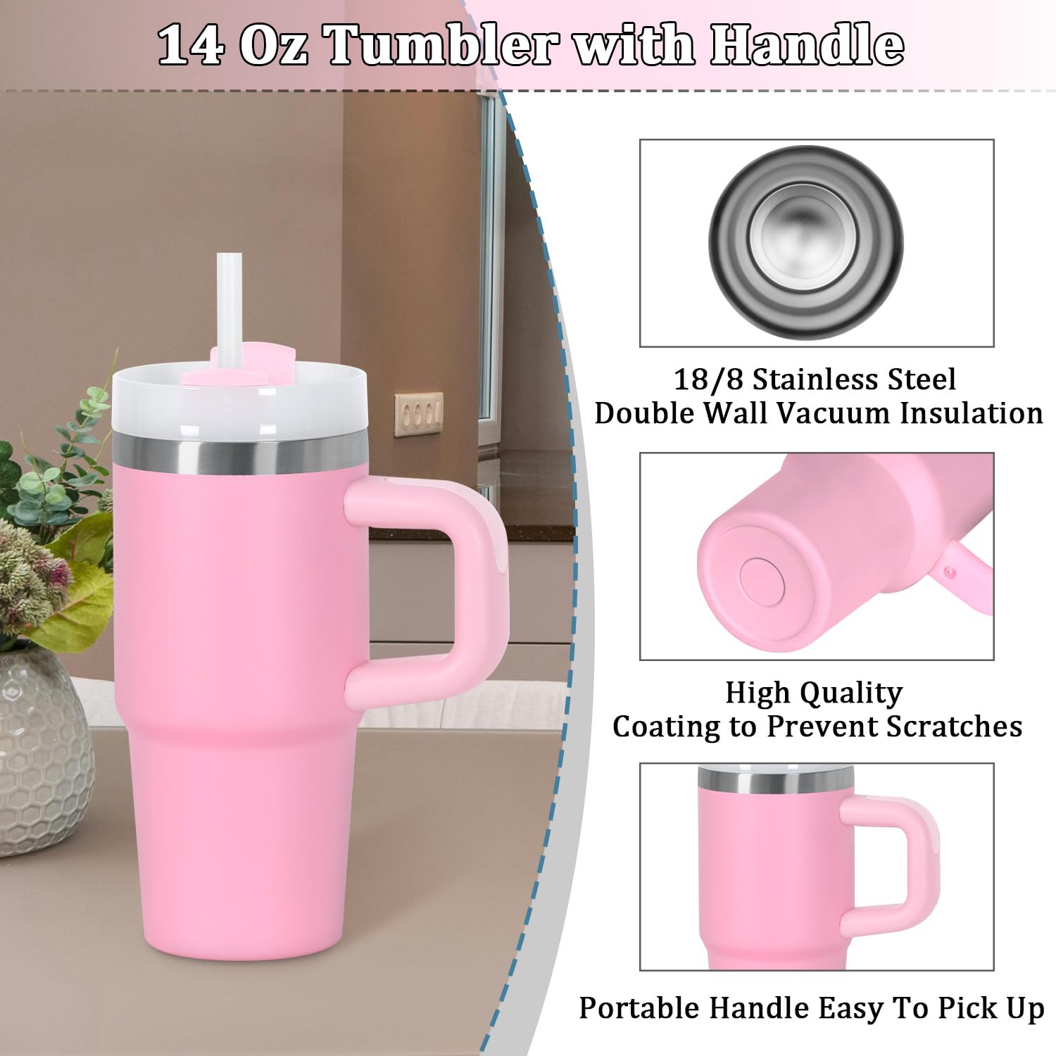 Muwnrol vaso con pajita y cepillo de limpieza para cuidado diario.