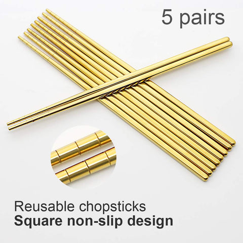 MUYOS palillos multicolor dorados para realzar la mesa durante cenas.