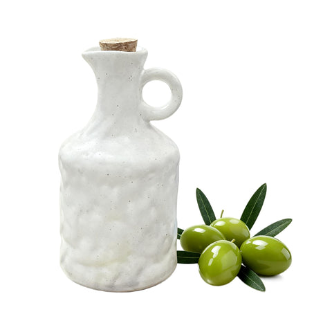 Dispensador cerámico MuyuRise para aceite de oliva, vertido preciso.