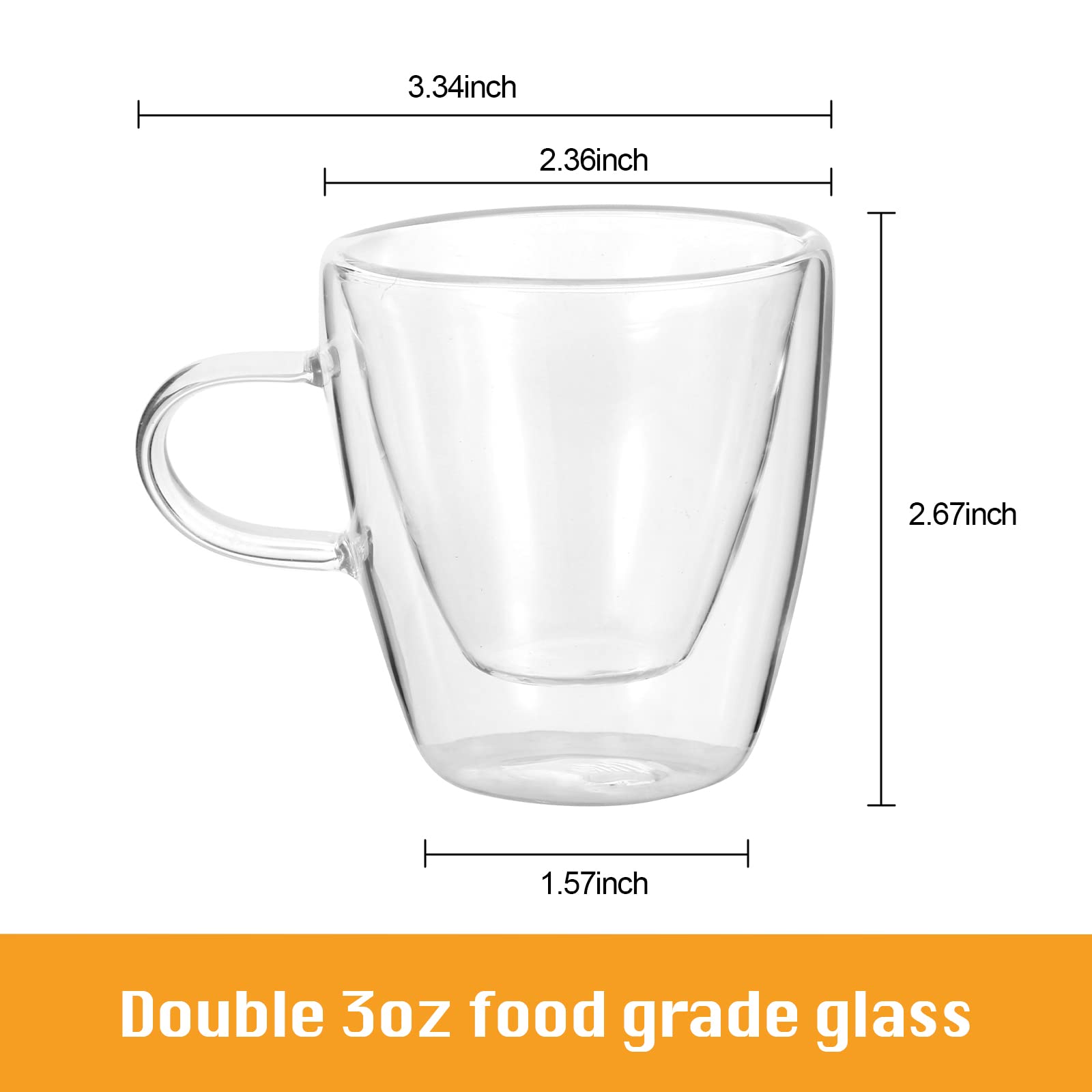 MVPLUE Mini Express taza doble pared 3oz, compañera ideal para capuchino en casa