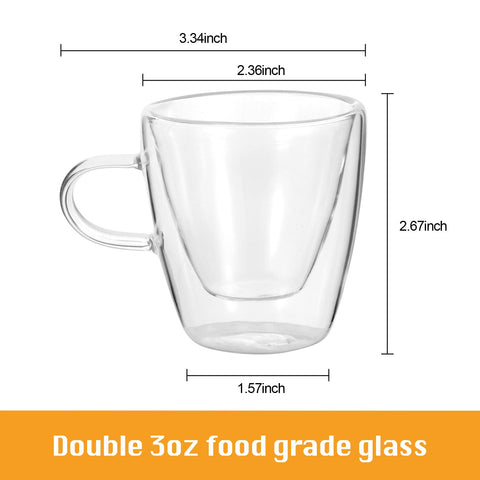 MVPLUE Mini Express taza doble pared 3oz, compañera ideal para capuchino en casa