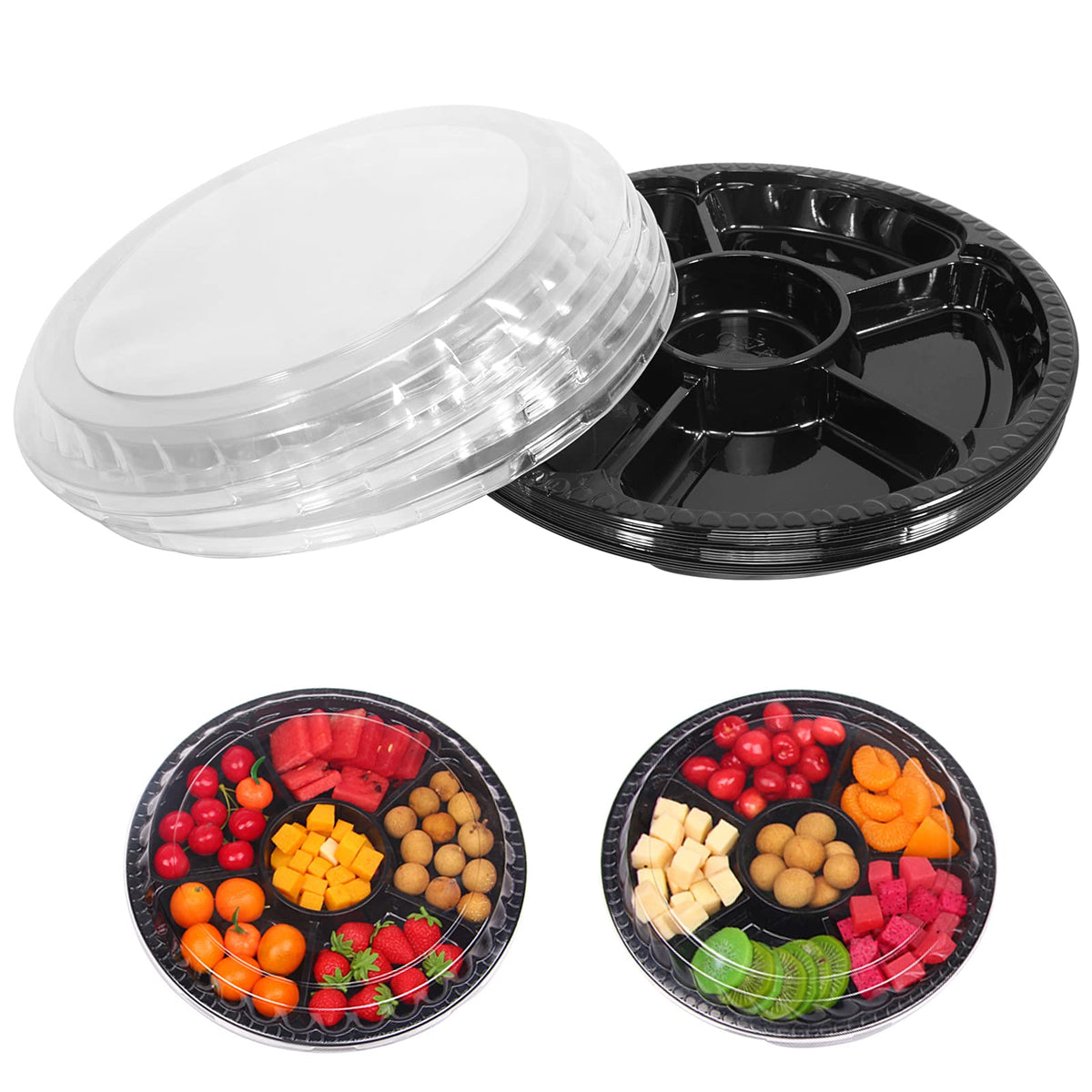 Bandeja mwellewm redonda con tapa para aperitivos, ideal para buffet y presentación