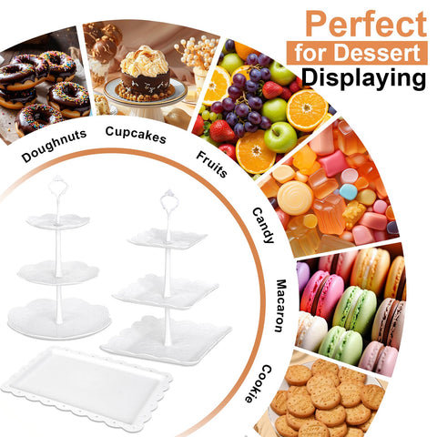 Mwellewm expositor dulces plástico blanco para mesas de postres.