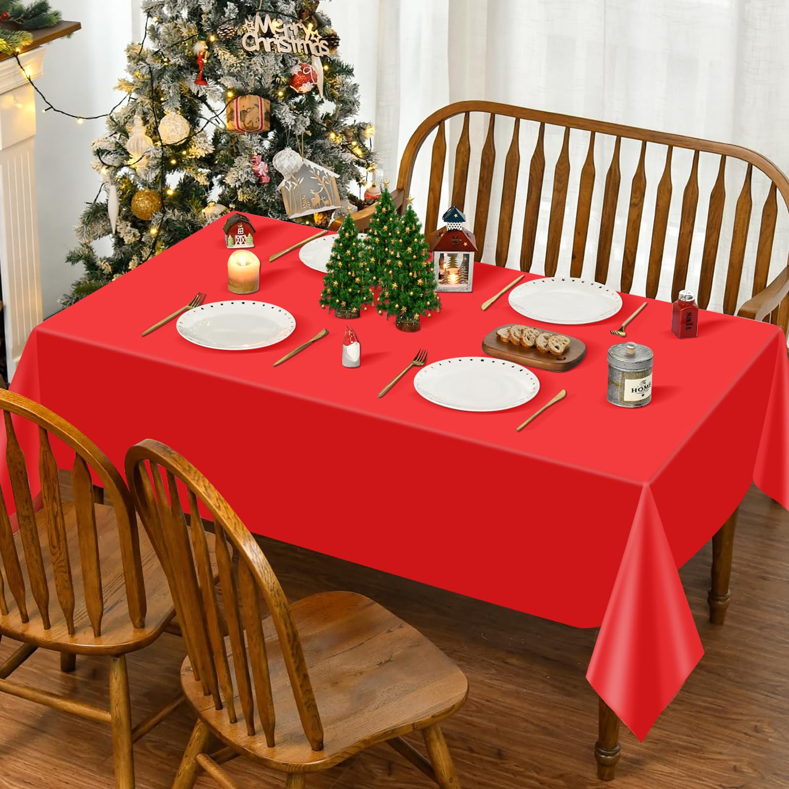 Mantel rectangular desechable mwellewm, perfecto para Navidad y decoraciones temáticas.
