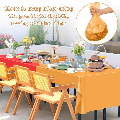 Mwellewm mantel plástico neón arcoíris naranja, añade brillo festivo y protección de mesa