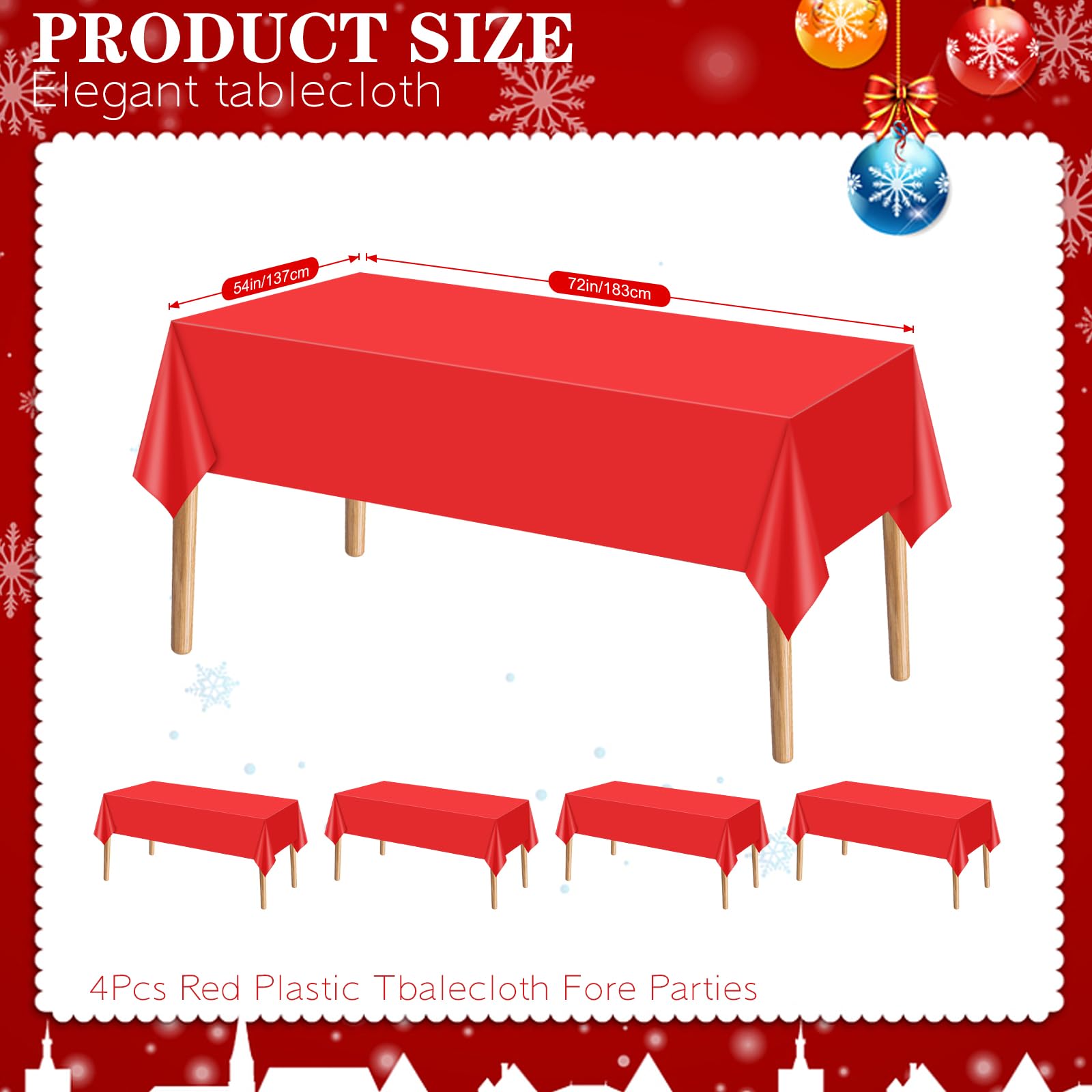 Mantel plástico rojo mwellewm para uso diario y limpieza rápida.