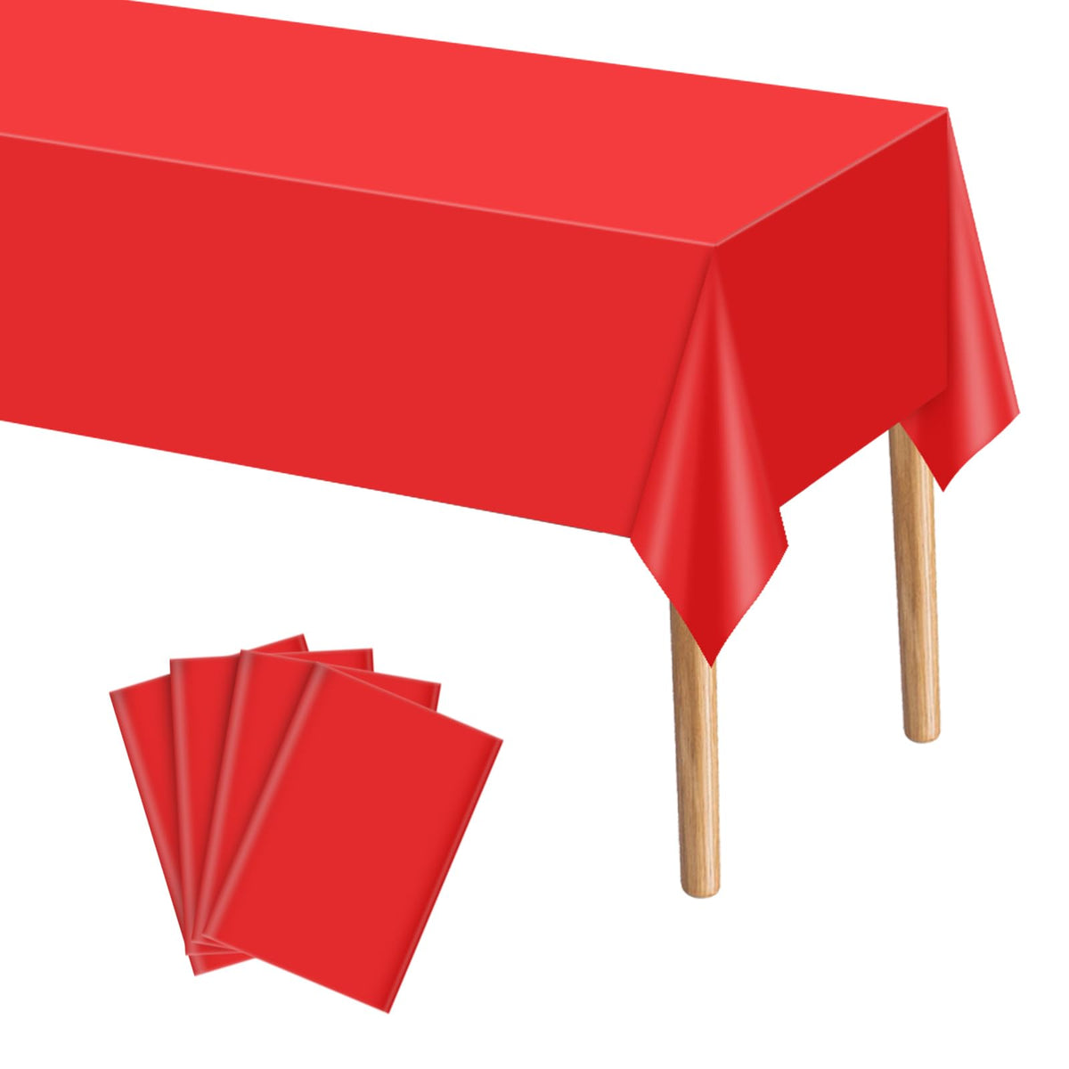 Mantel rojo mwellewm 54x72 para 8-10 comensales, ideal para cenas festivas.