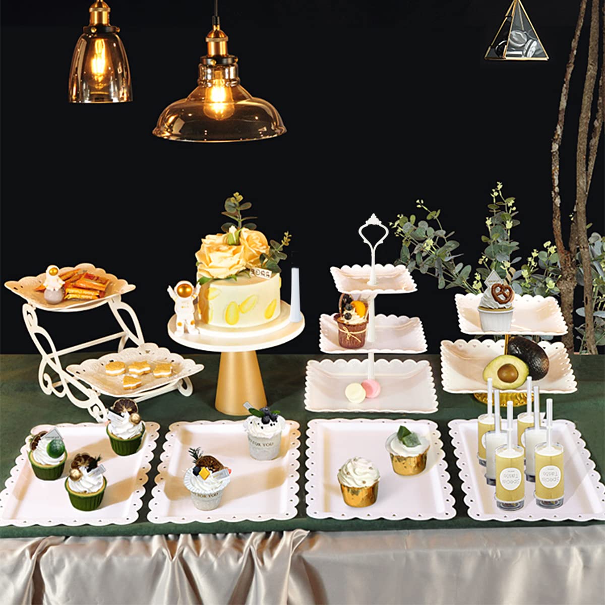Mwellewm platos servicio postres blanco para bodas.