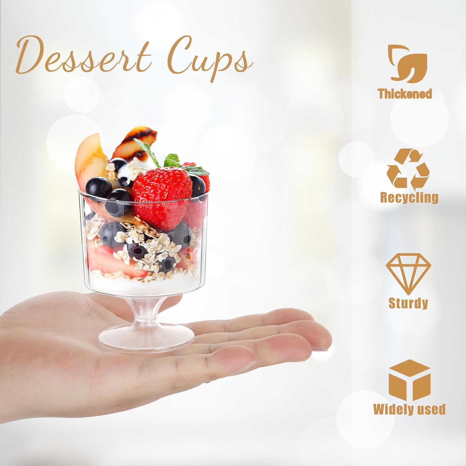 Ideal para fiestas: postres y frutas con vasos mwellewm.