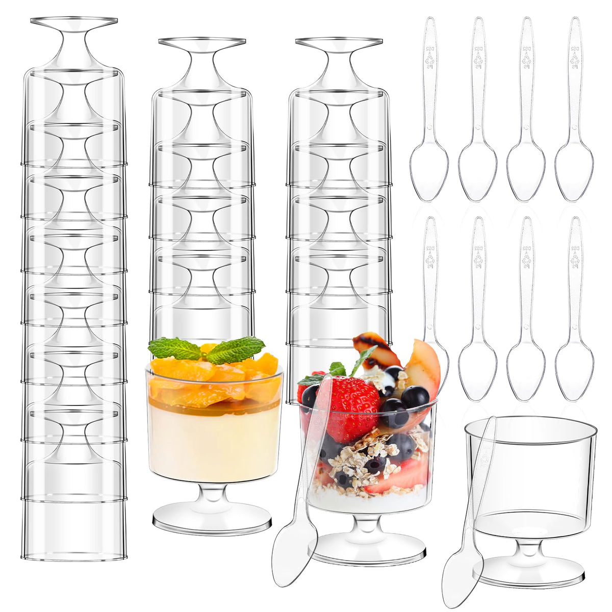 Vaso mwellewm de postre 5 oz, cristal claro, ideal para porciones elegantes.
