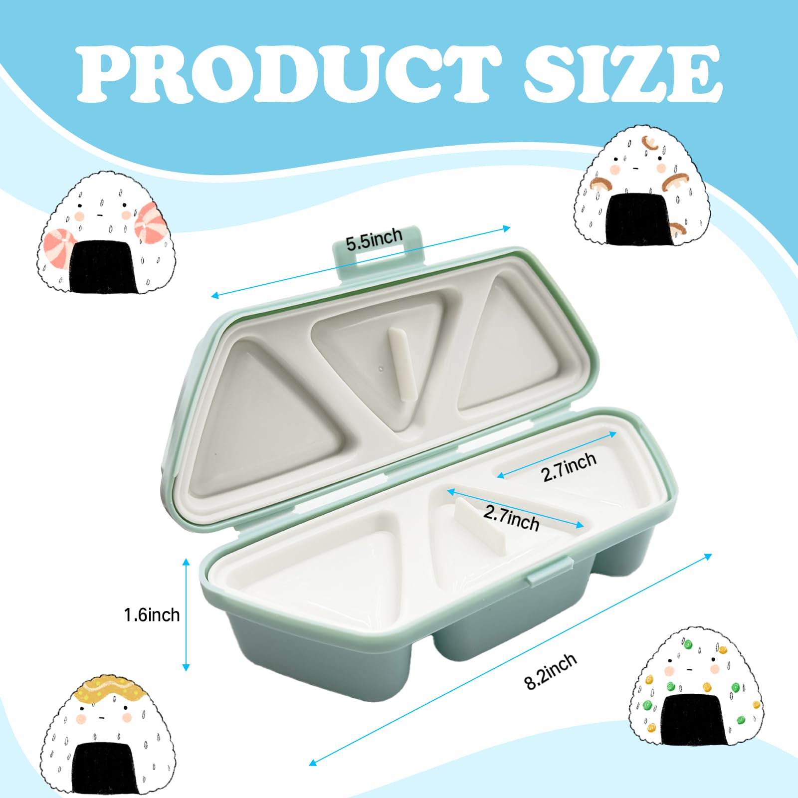 MXYEVL Molde triángulo para onigiri 6 piezas para almacenamiento seguro y ordenado.