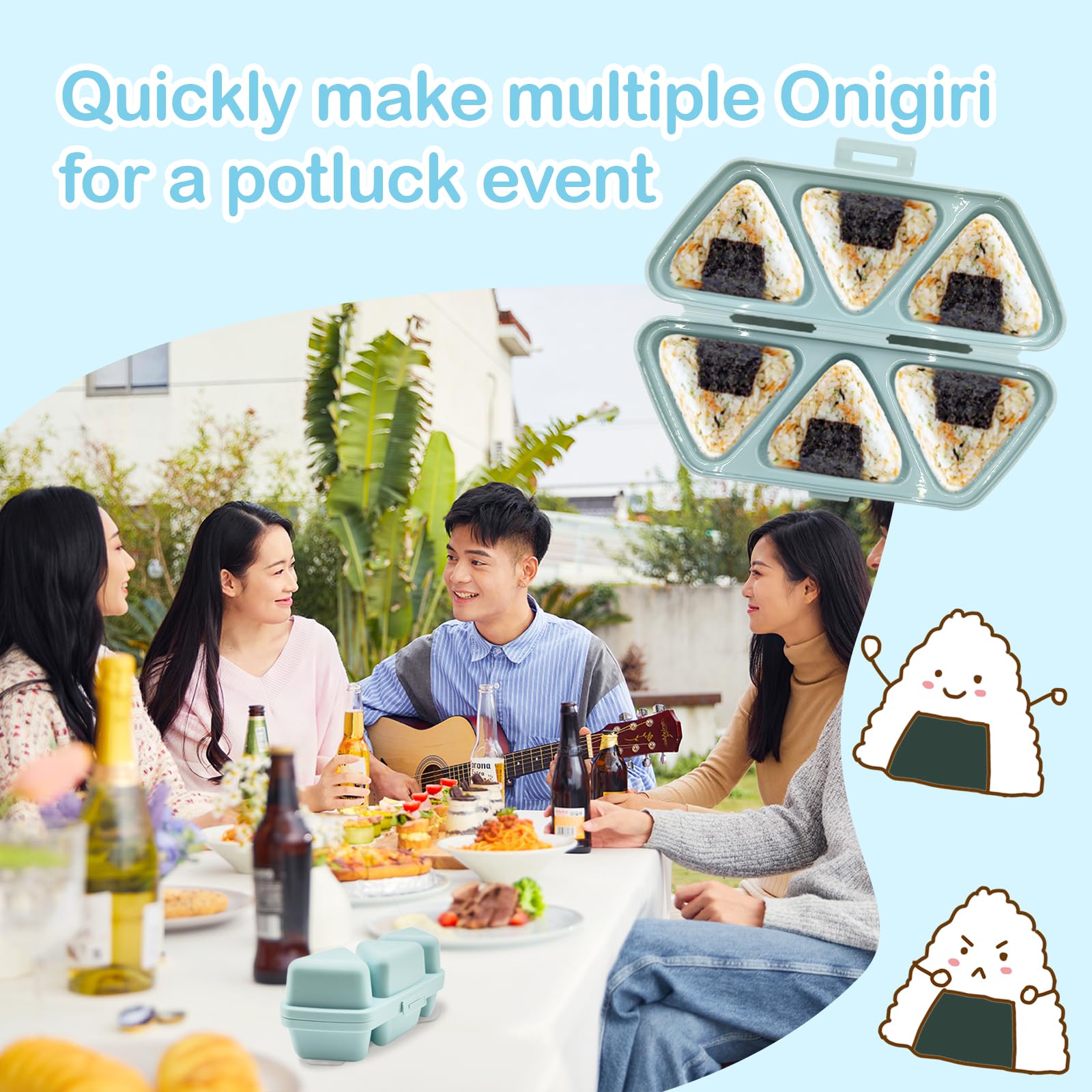 MXYEVL Molde triángulo para onigiri 6 piezas apilables, ahorro de espacio.