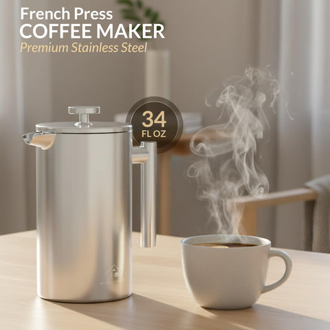Prensa Francesa My Zesty Home con doble pared para calor prolongado.