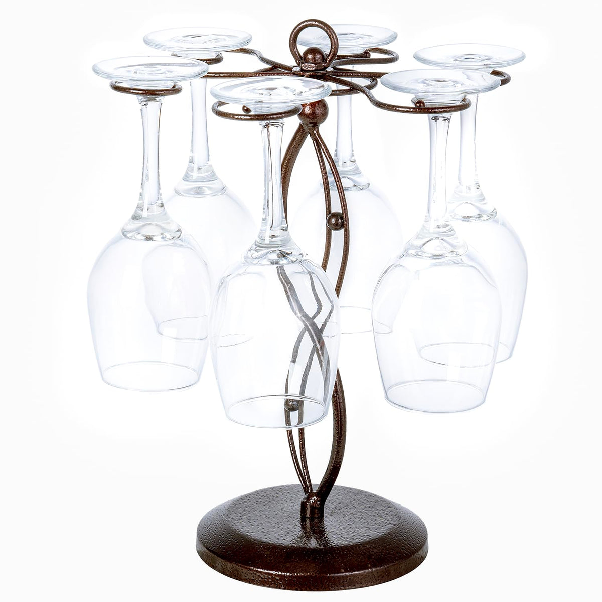 MyGift portavinos de mesa bronce con diseño roscado para exhibir copas