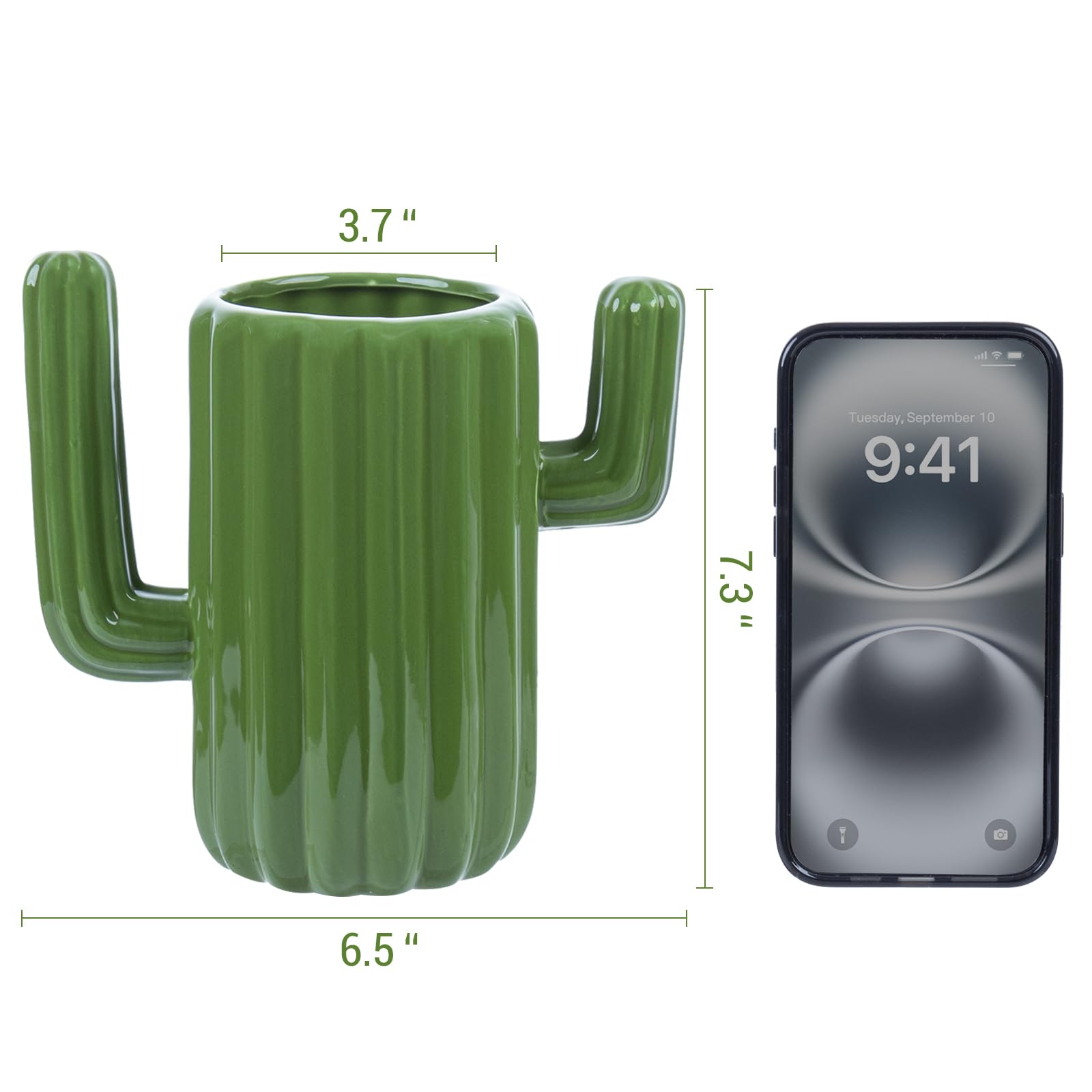 MyGift cactus cerámico porta cucharas, organizador práctico para la cocina