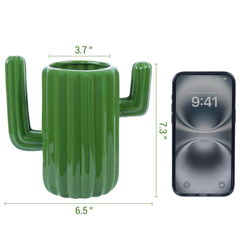 MyGift cactus cerámico porta cucharas, organizador práctico para la cocina