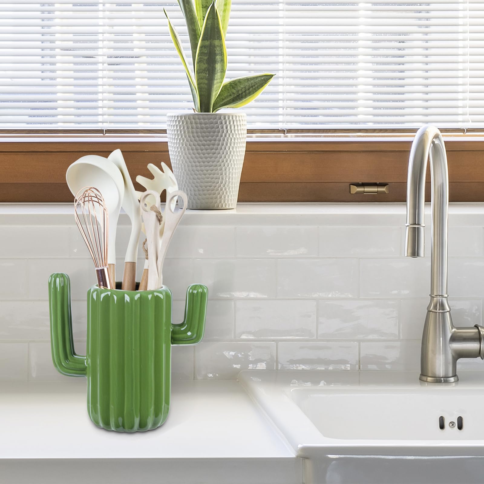 MyGift cactus cerámico primer plano, superficie duradera para uso diario