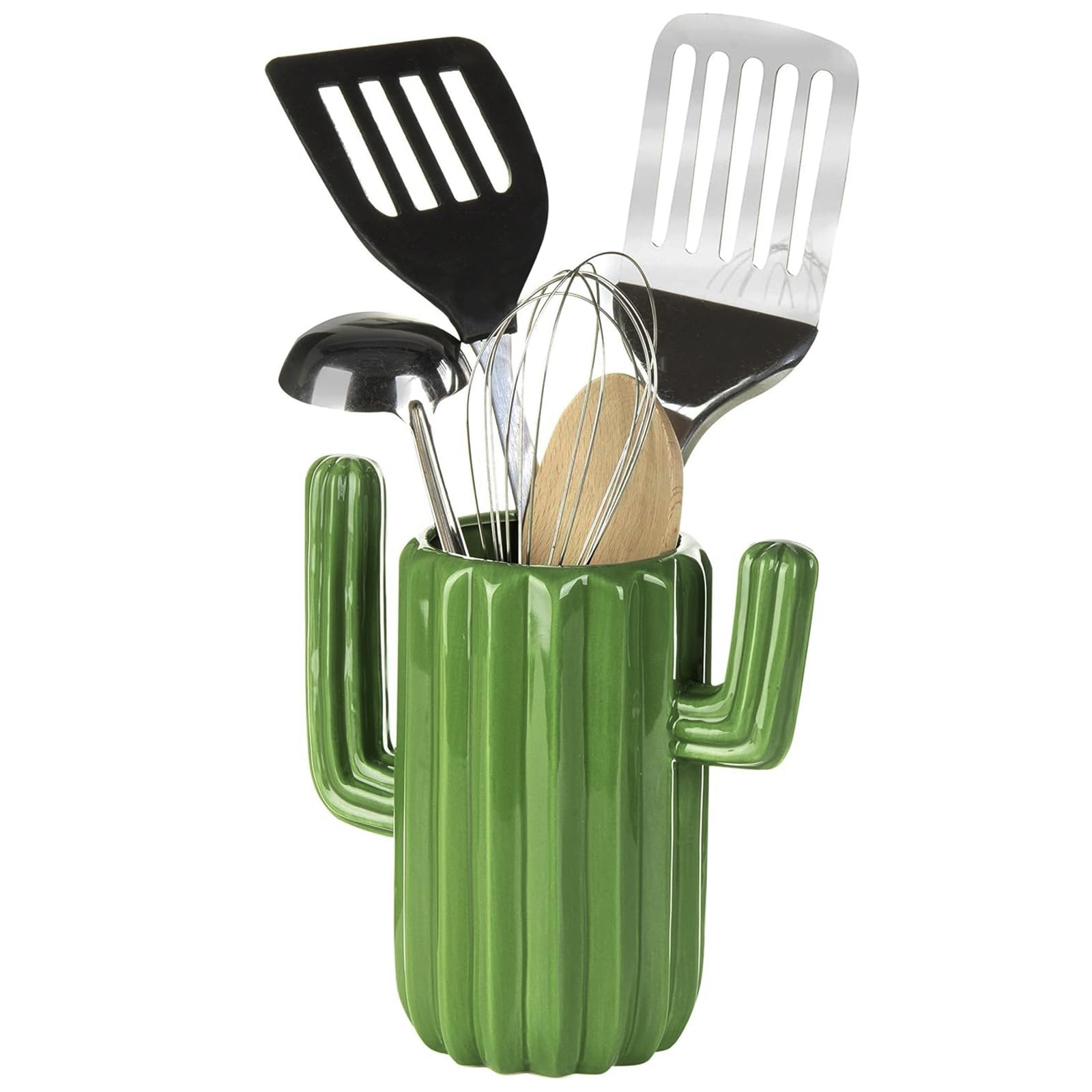 MyGift porta-utensilios cactus cerámico verde para la cocina