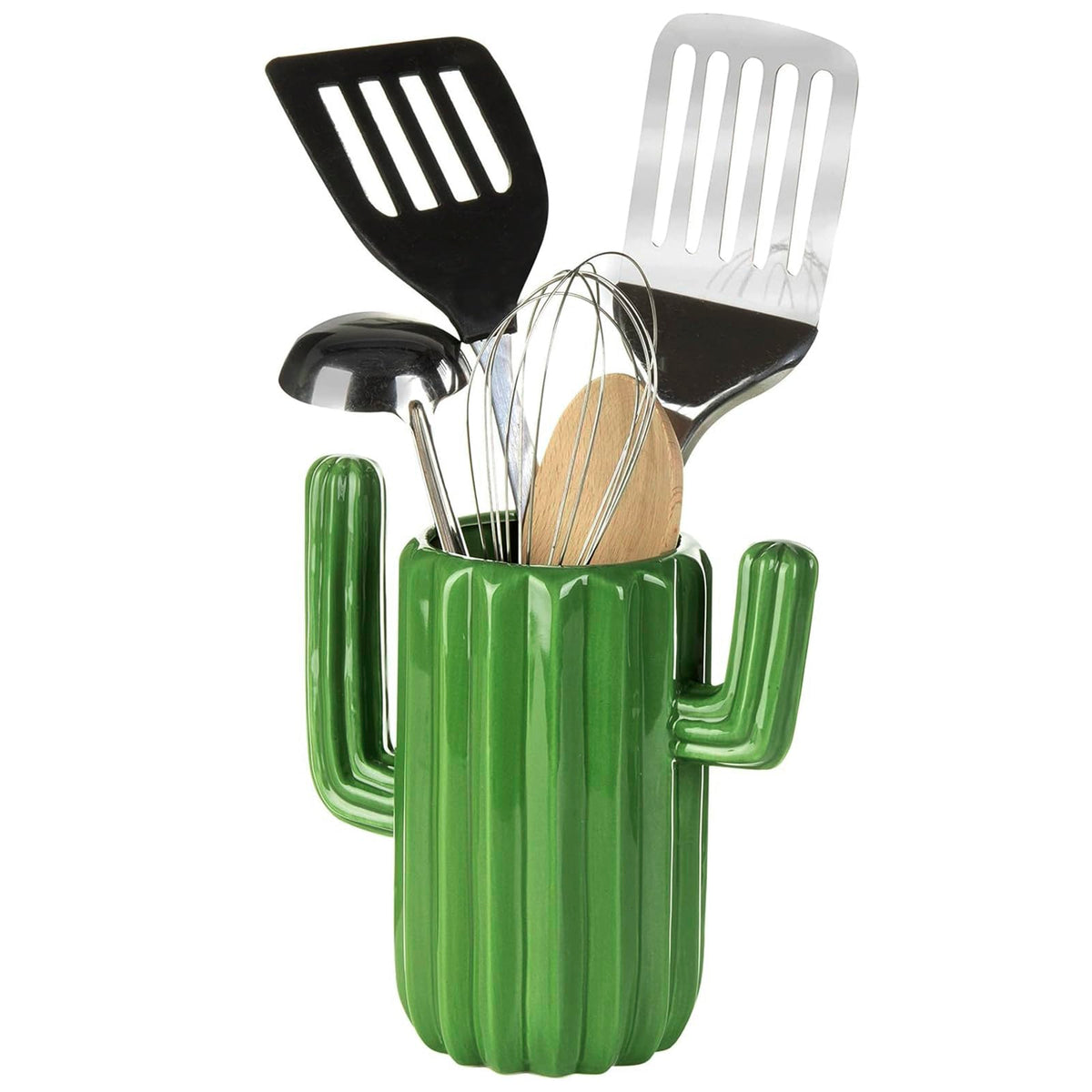 MyGift porta-utensilios cactus cerámico verde para la cocina