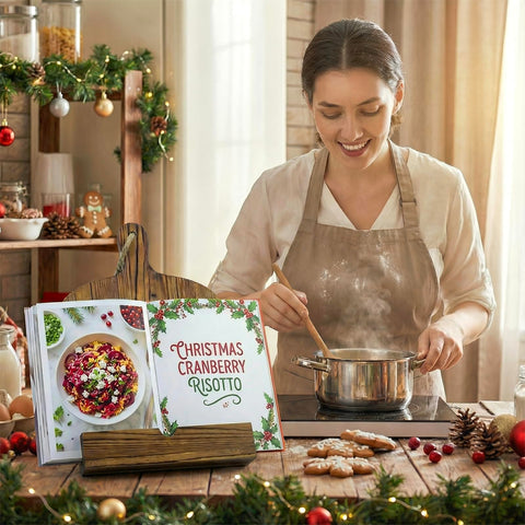 MyGift soporte de cocina con apoyo plegable, manteniendo las manos libres durante la cocción.