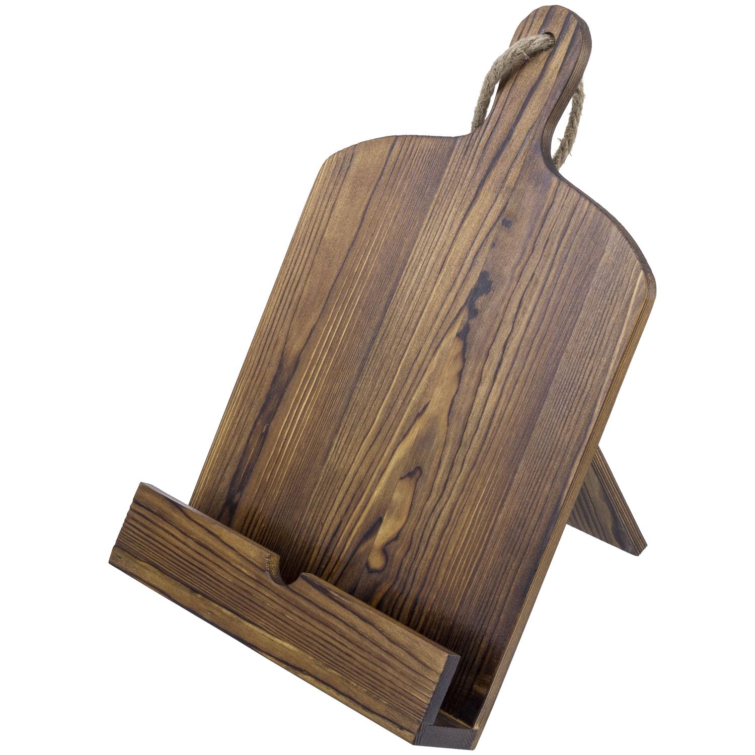 MyGift soporte para libro de cocina con diseño de tabla de cortar, ideal para recetas con manos libres.