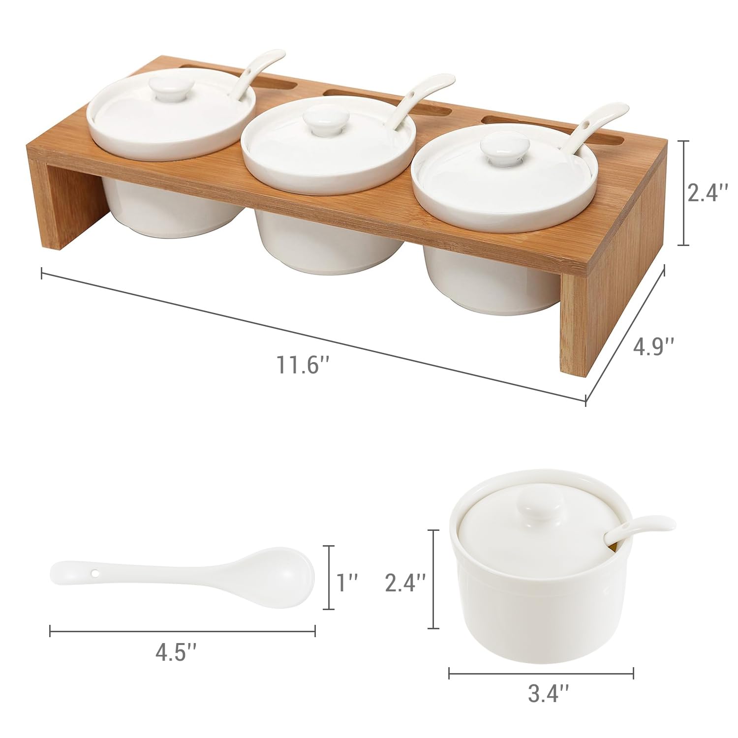 MyGift cuencos cerámicos con tapas, ideales para dips y salsas.