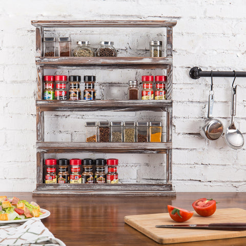 MyGift estante-condimentos-madera-carbonizada resiste uso diario en cocina.