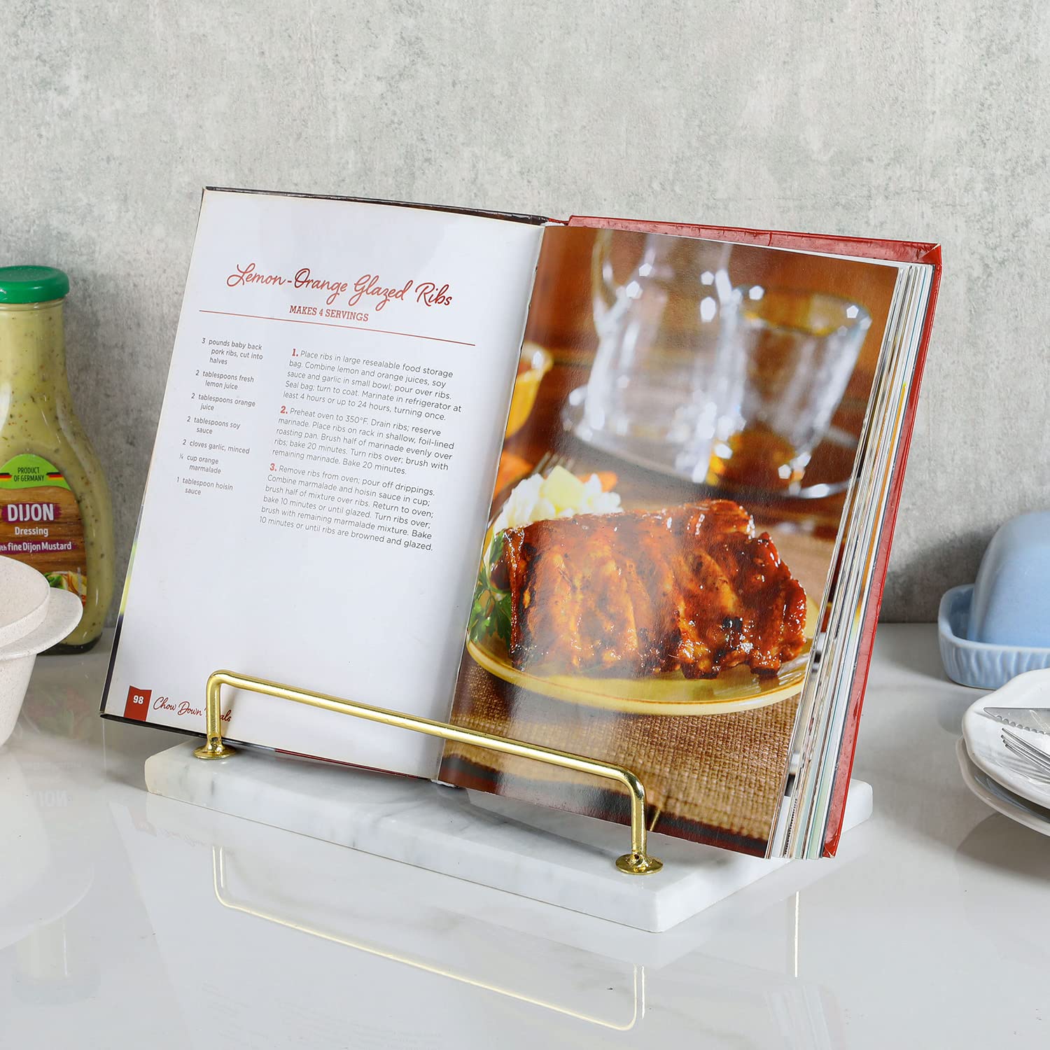 mygift soporte para tableta en mármol moderno, estable para recetas