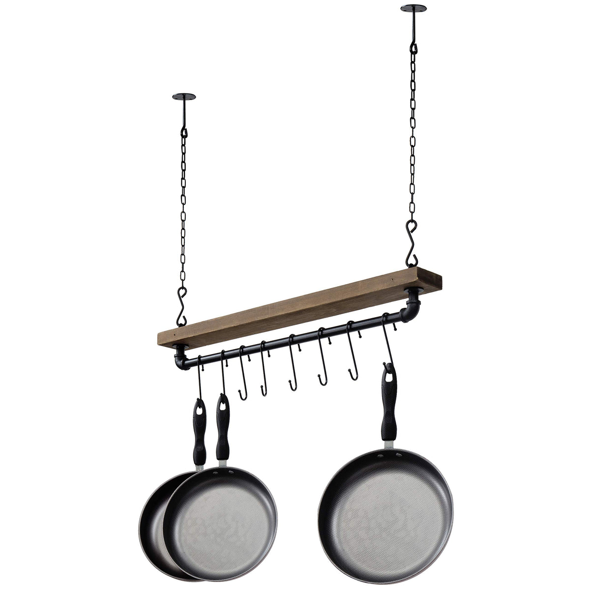 MyGift porta-cazuelas techo con estante de madera rústica para ollas y utensilios.