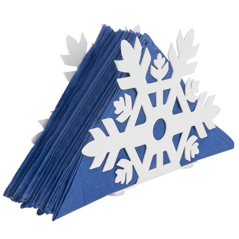 MyGift porta-servilletas con nieve blanca, ideal para cenas festivas.