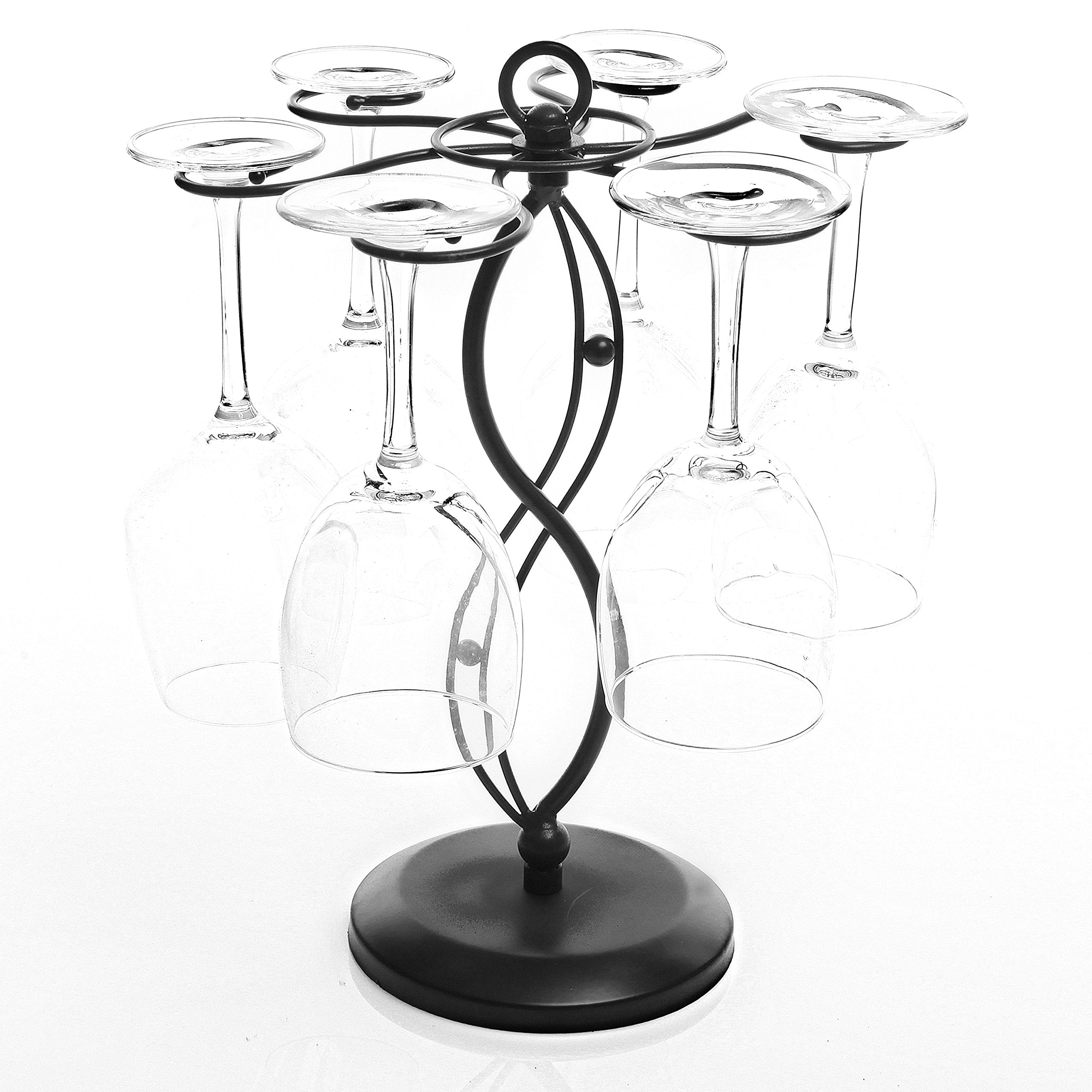 MyGift portacopas de vino con gancho giratorio de 6 piezas para fácil acceso