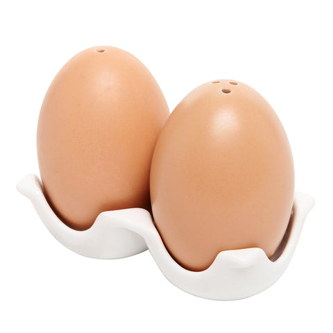MyGift conjunto de sal y pimienta cerámicos en huevos marrones, ideal para decoración de mesa.