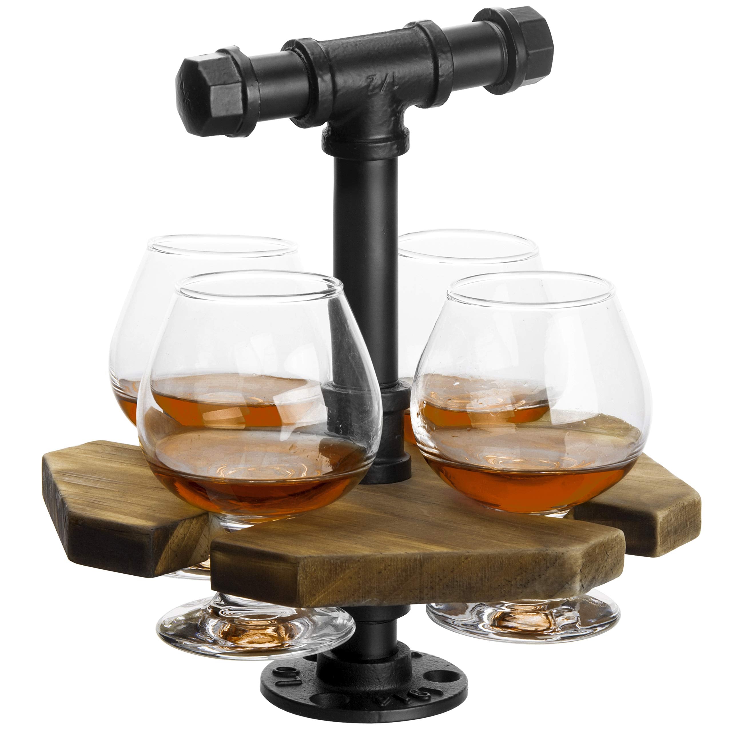 Tablero MyGift para cata de cervezas con 4 vasos, ideal para degustaciones