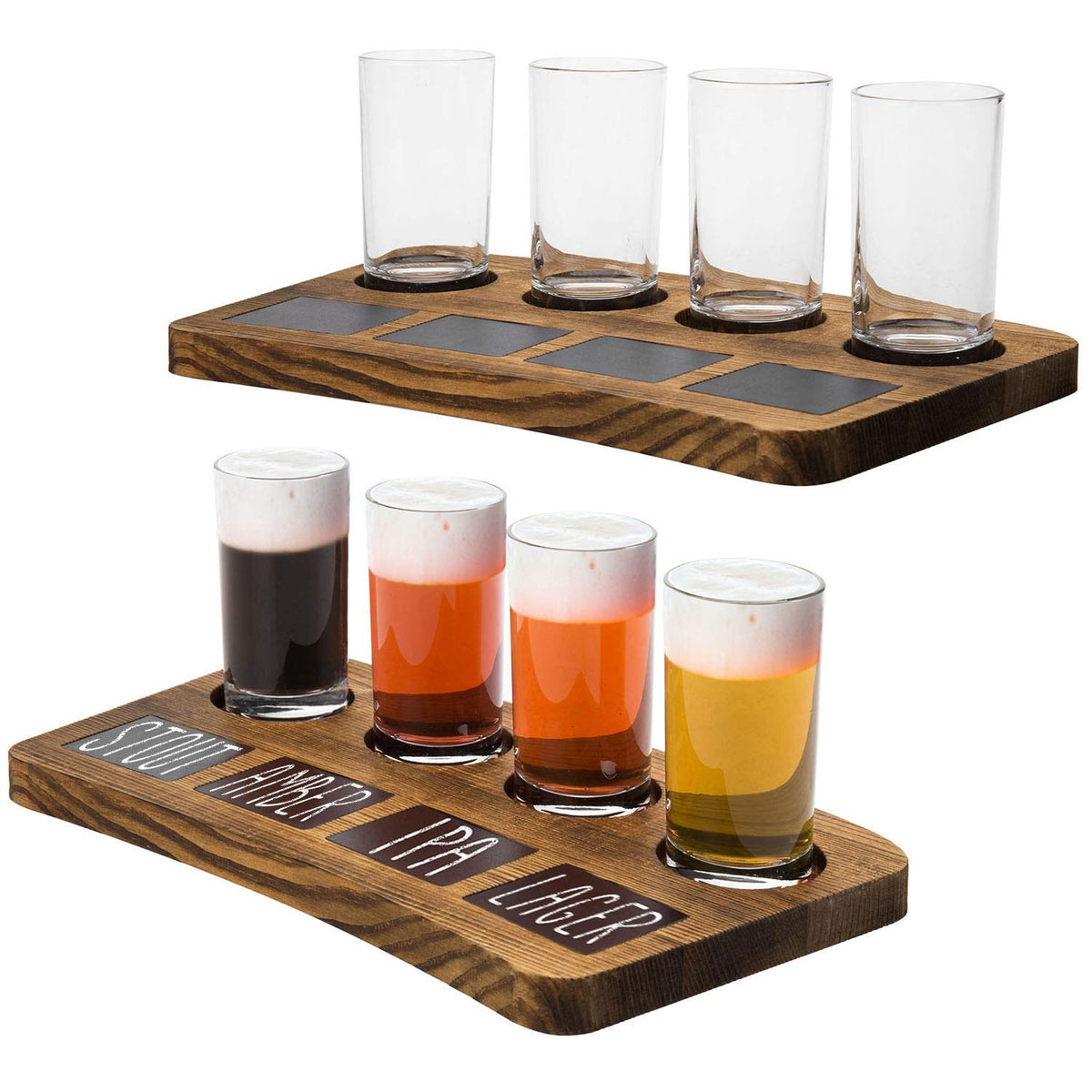MyGift tableros de degustación de cerveza en madera marrón, ideal para casa.