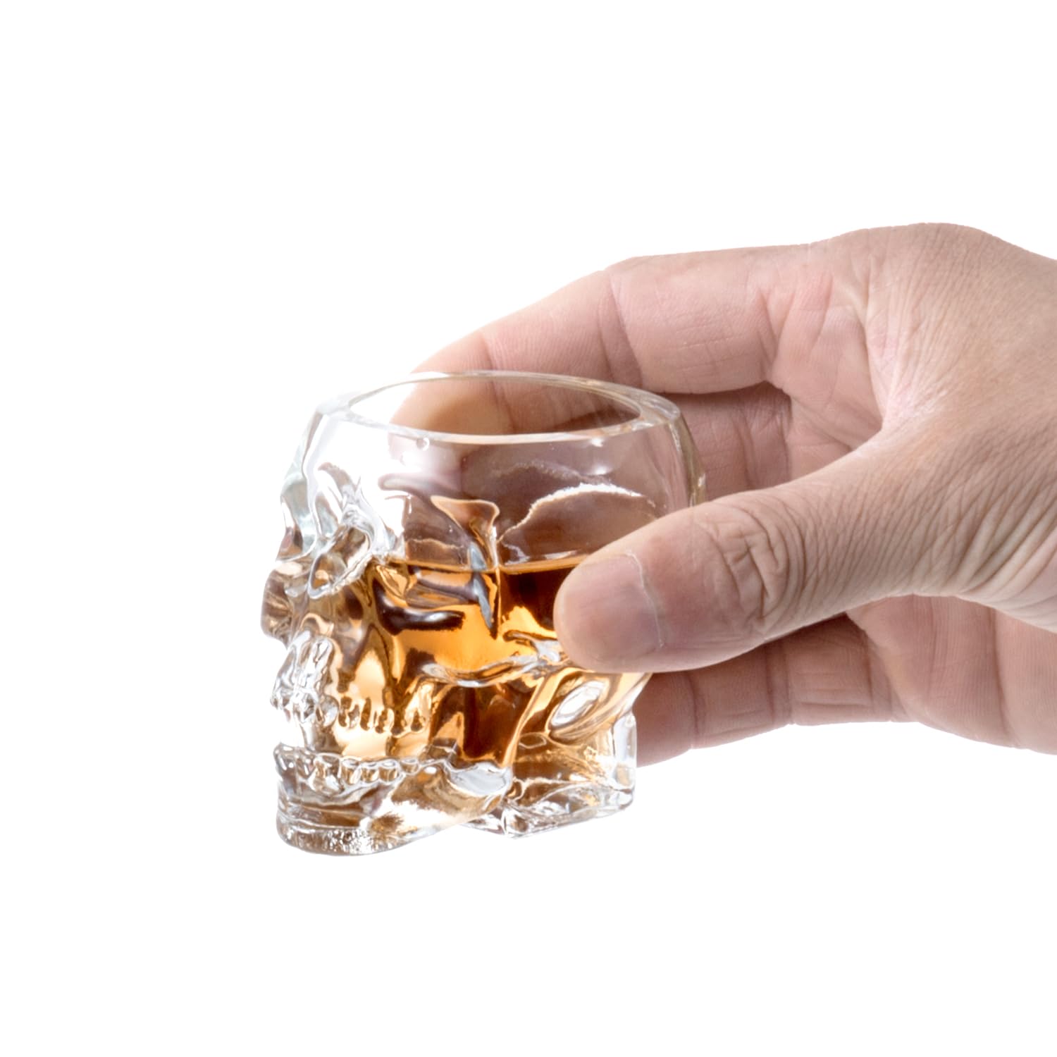 Vasos MyGift de cristal claro permiten ver colores de bebidas con estilo macabro.