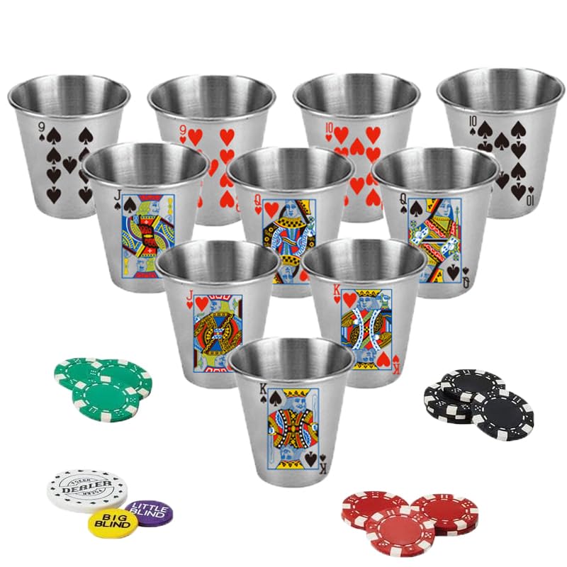 MyGiftHub vaso de acero para poker con espadas y corazones, ideal para fiestas.