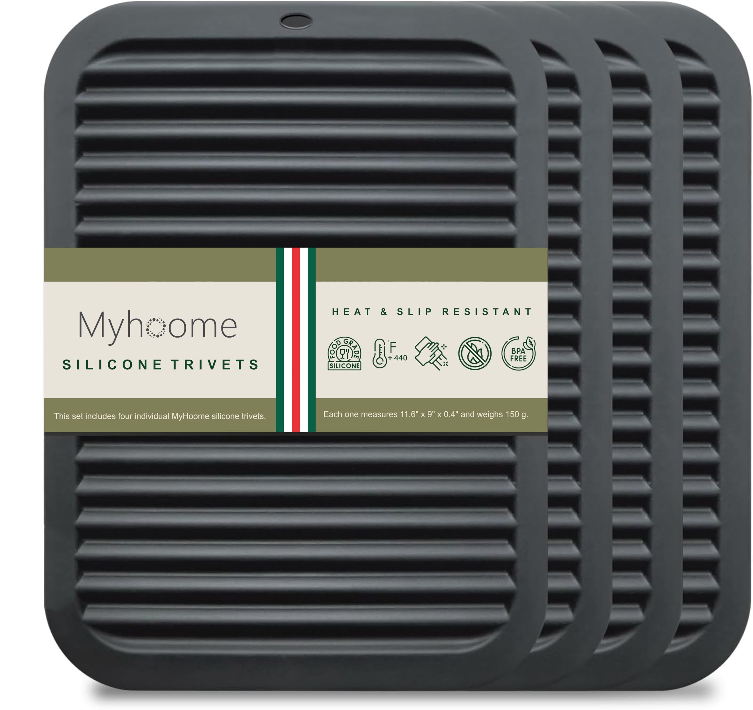 MyHoome posavasos silicona 4 piezas protegen superficies del calor.