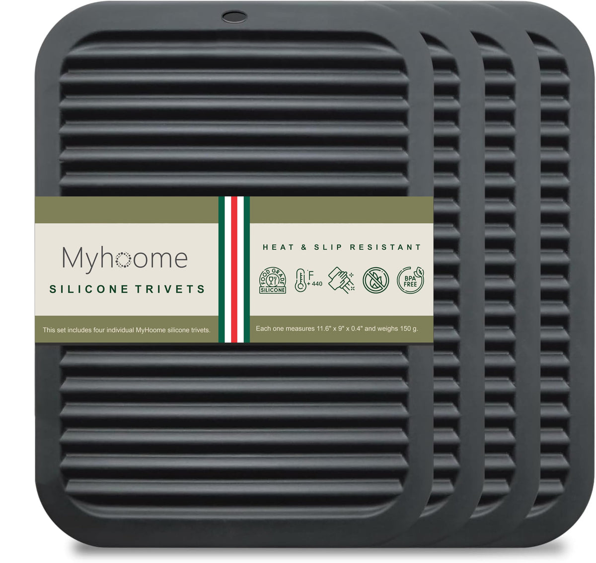 MyHoome posavasos silicona 4 piezas protegen superficies del calor.