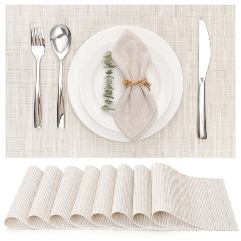 Manteles Myir JUN, vista superior de conjunto de 8, manteles duraderos para comedor.