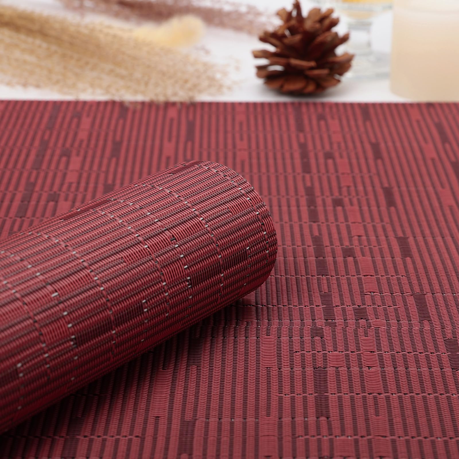 Myir JUN manteles rojos de PVC cortables para ajuste personalizado