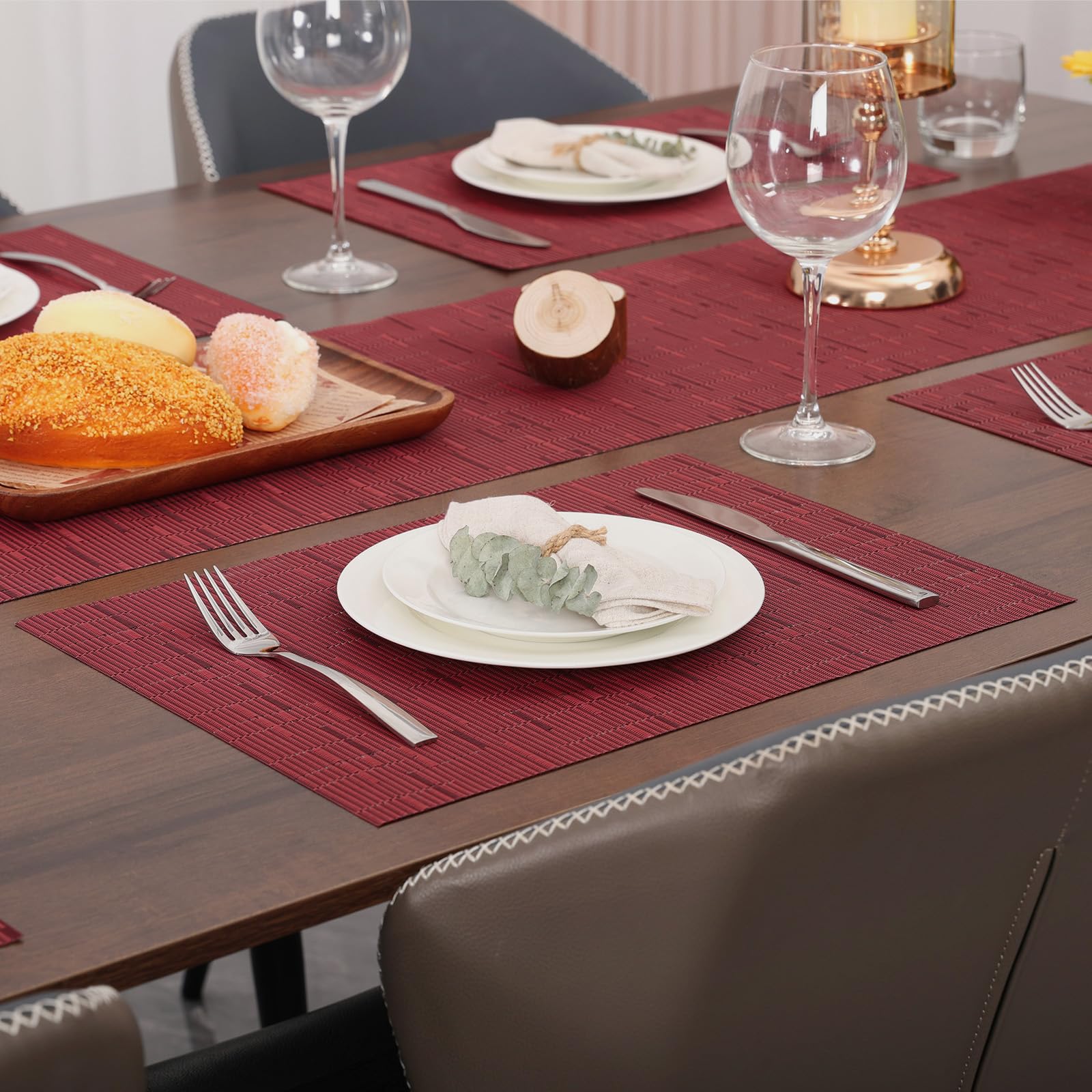 Myir JUN manteles rojos de PVC resistentes al calor para mesa