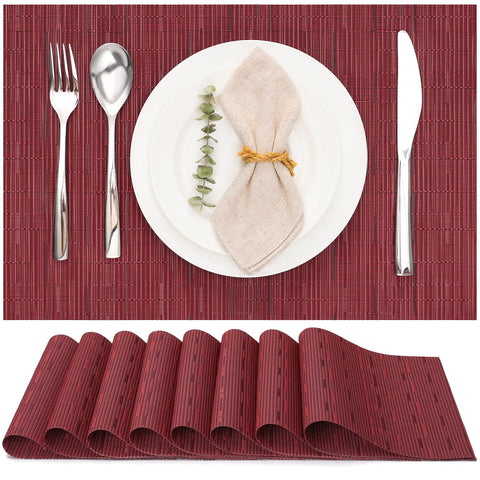 Myir JUN manteles individuales rojos de PVC, set de 8, protegen la mesa y facilitan la limpieza