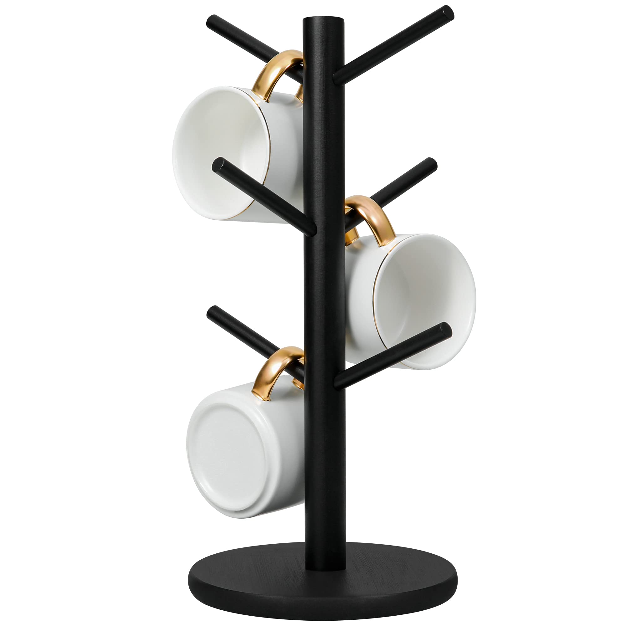 MyLifeUNIT árbol porta tazas con 6 ganchos negros para ordenar la encimera.