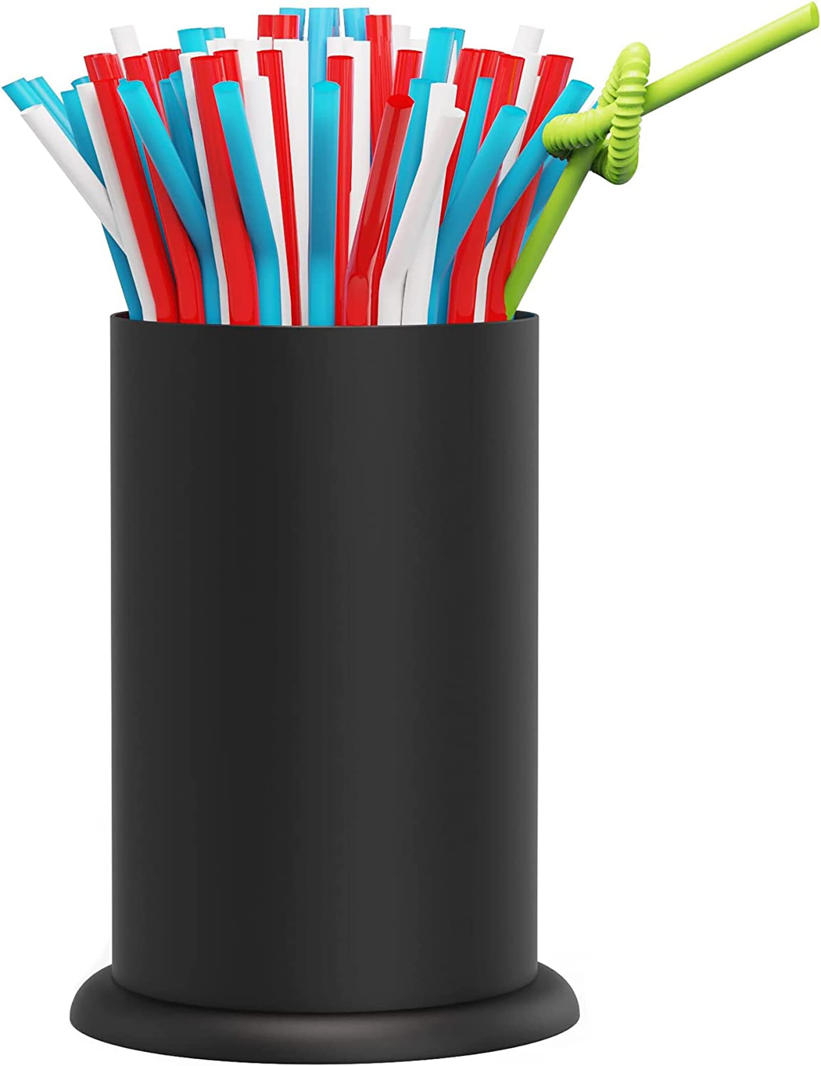 MyLifeUNIT porta-pajitas en acero inoxidable negro, solución higiénica para pajitas ordenadas.