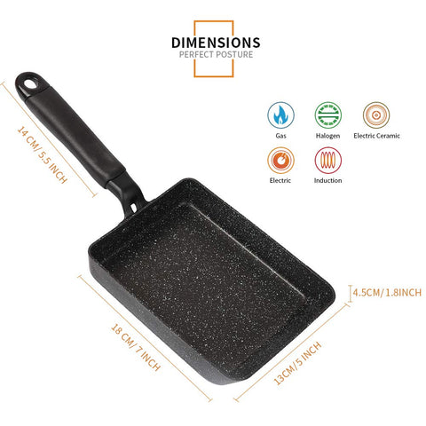 MyLifeUNIT Tamagoyaki Pan, dimensiones 7x5 pulgadas para omelettes perfectos.