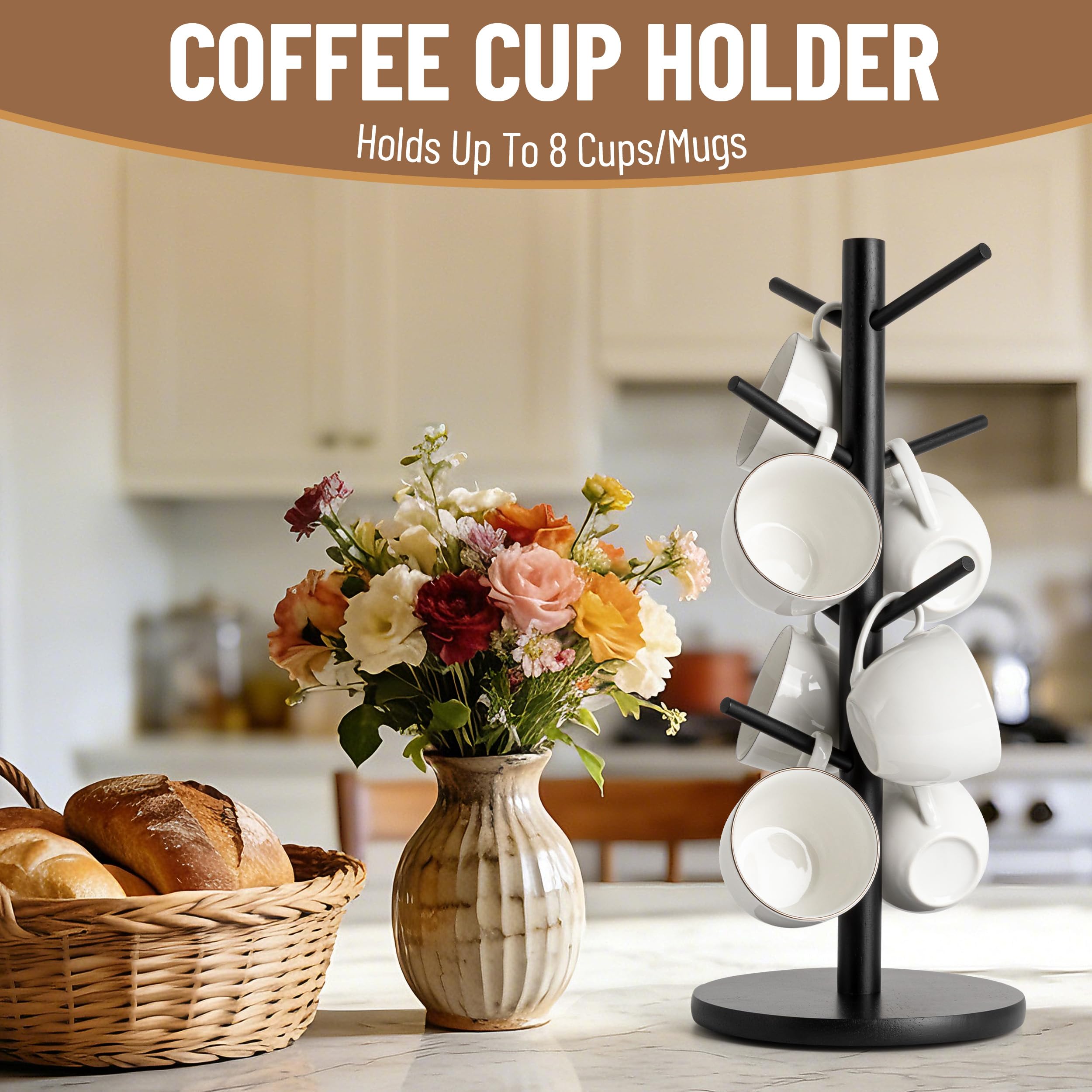 MyLifeUNIT torre de madera para tazas, estable y duradera