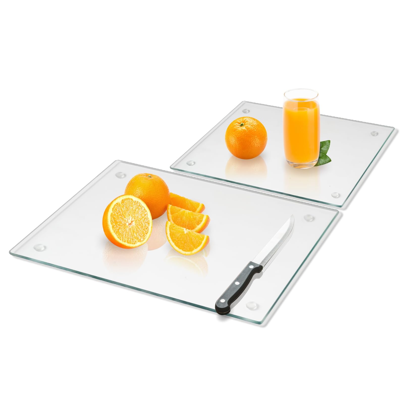 Mymonfif tabla de cortar de vidrio templado 12x16, superficie estable para tareas culinarias.