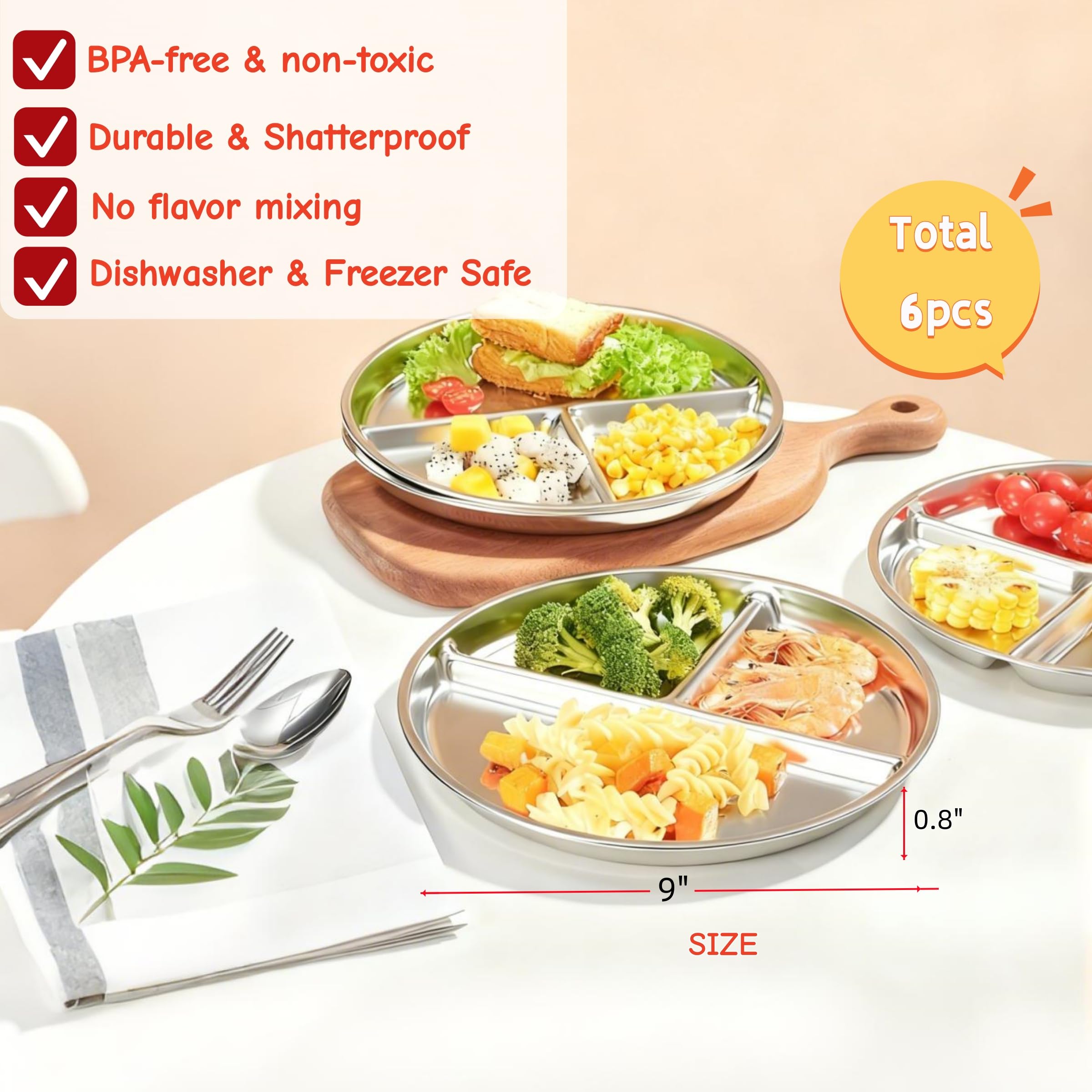 MYOVPLUT plato-indestructible uso diario ideal para casa y guardería